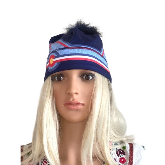 NWT Krimson Klover Mile High HAT Beanie Colorado Removable Pom Pom Blue HTF - Picture 2 of 12